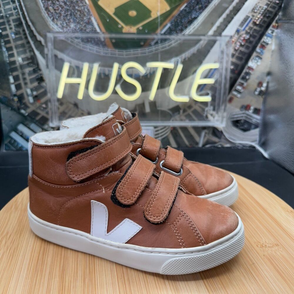 VEJA ESPLAR MID FURED LEATHER TUILE KIDS BOOTIE 13.5